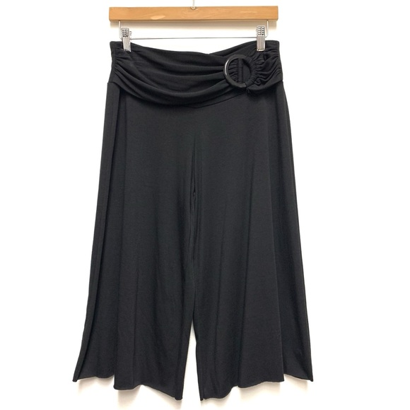 Vintage Y2K Gaucho Pants Wide Leg Cropped Size Medium Waist Sash Flowy Stretch - Picture 1 of 9